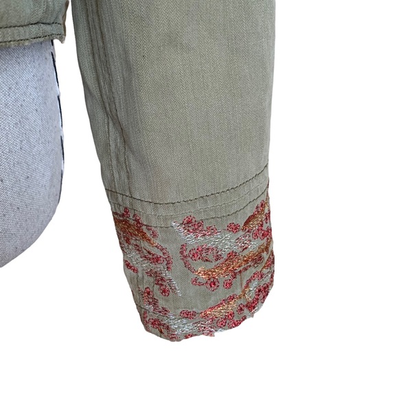 Rare Da-Nang Silk Jacket with Embroidered Sunset Moon Military Small - Picture 4 of 14